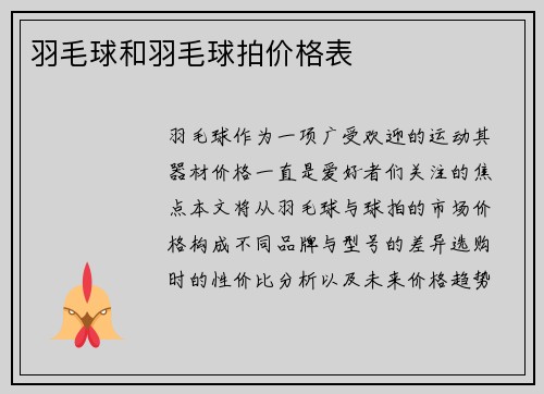 羽毛球和羽毛球拍价格表
